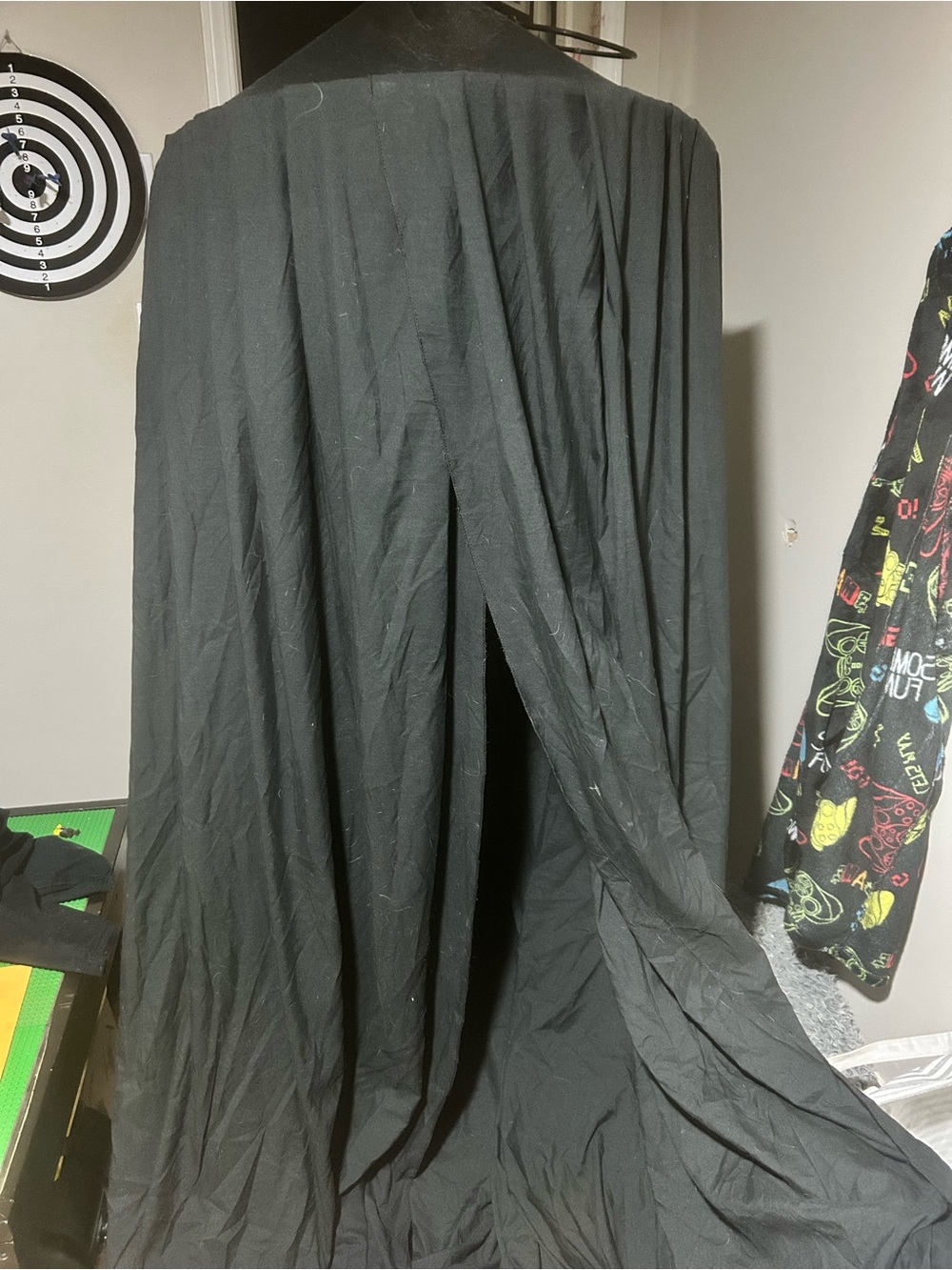 Black Draped Floor-Length Curtain or Fabric Panel